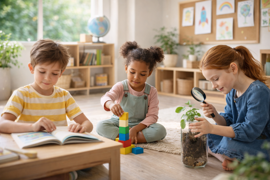 Children engaged in varied learning activities highlighting individual strengths
